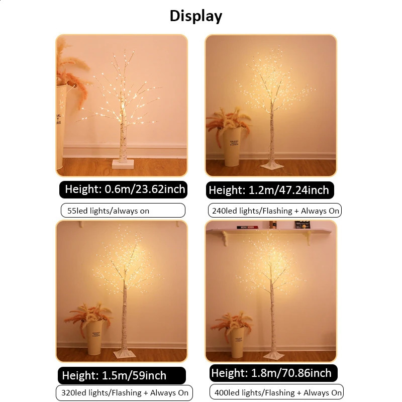 LED Birch Bedroom Light for Landscape Lighting Decoration Home Room Years and Christmas Gift 240929