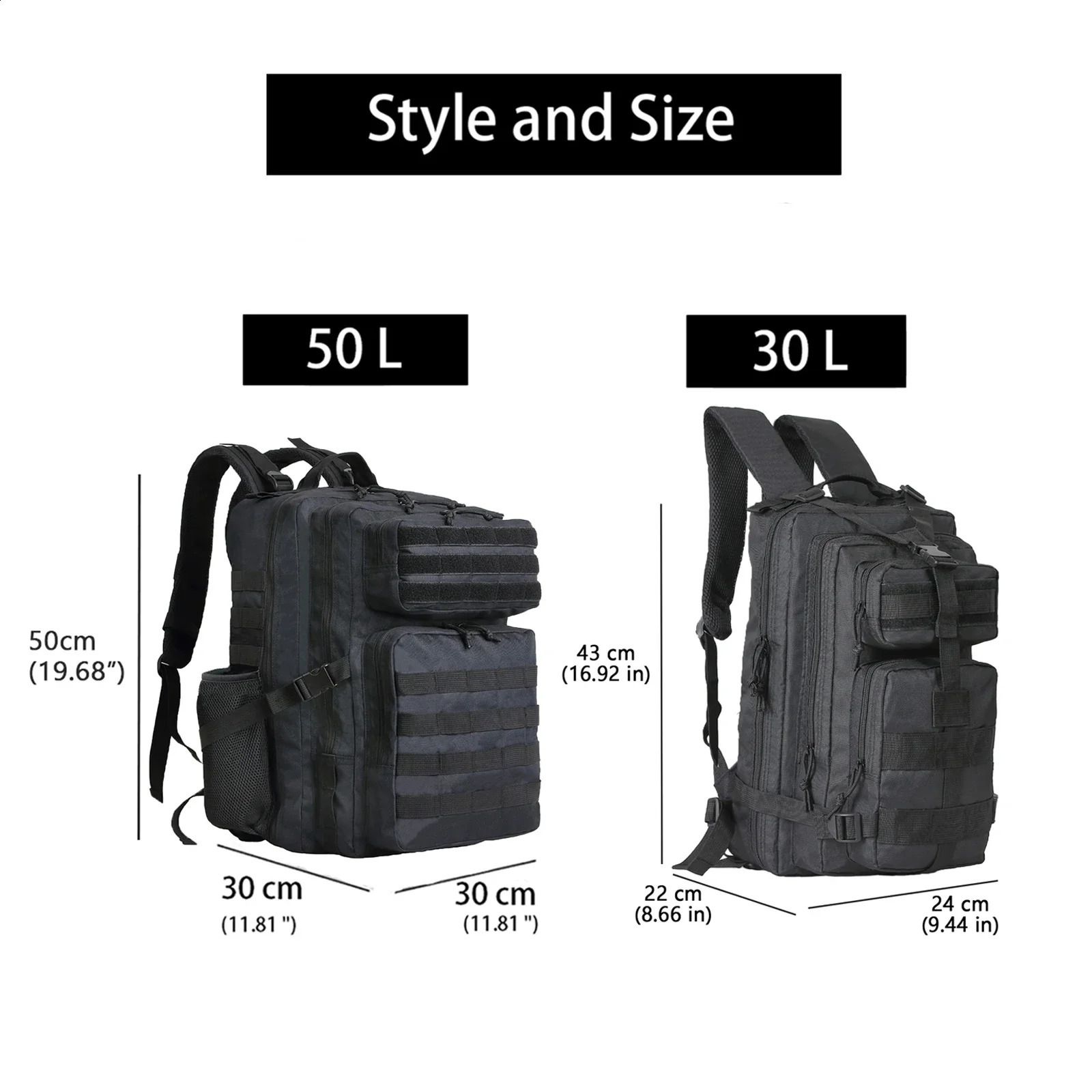 SYZM Men Tactical Backpack Nylon 30L50L 3P Softback Outdoor Rucksack Hiking Camping Hunting Bags 240925