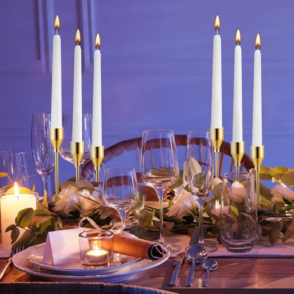 Candlestick Holders Bulk for Taper Metal Tall Candle Stick Stands Fit 079 in Thick CandleGold 24 Sets 240923