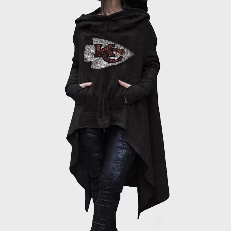 Autumn and winter new irregular long Halloween printed hooded women's hoodie