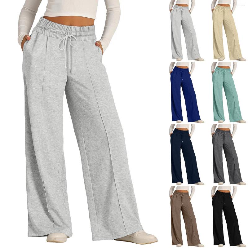 Oversized Wide Leg Sweatpants For Women - Lightweight Elastic Drawstring Straight Low Waisted Baggy