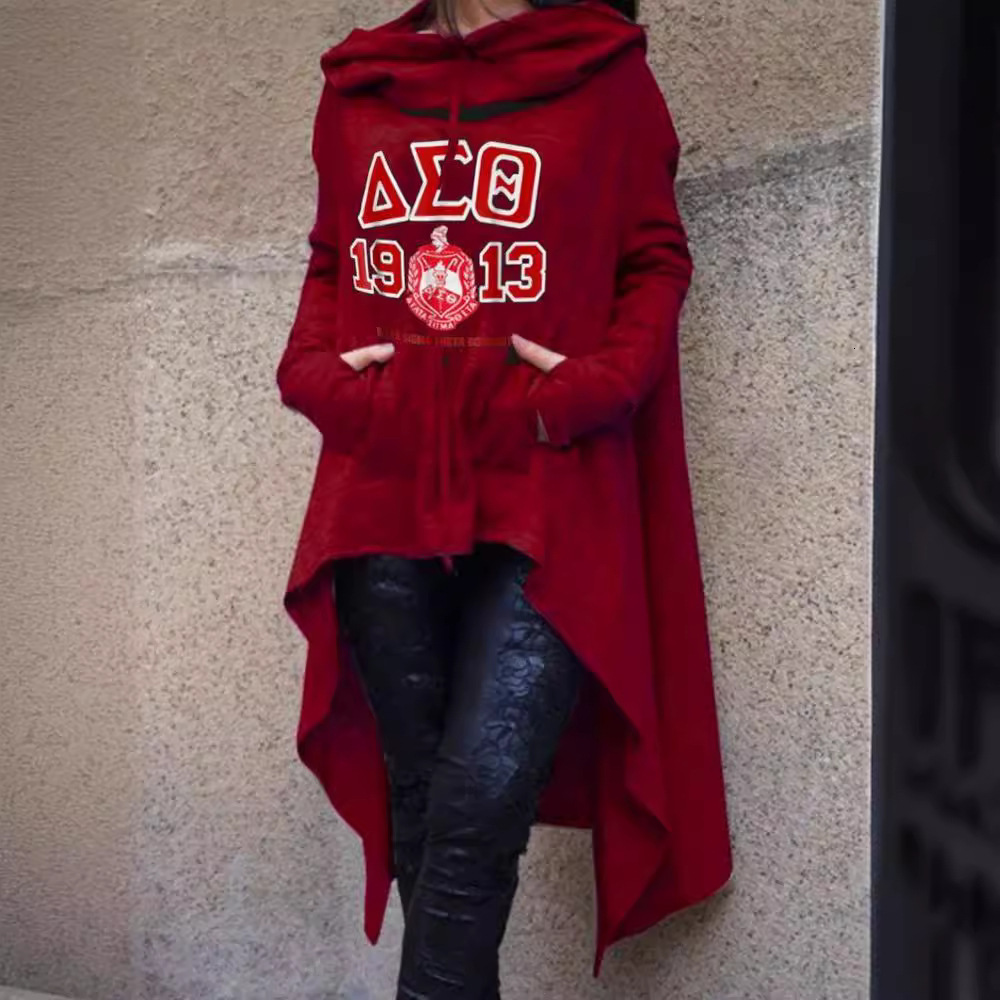 Autumn and winter new irregular long Halloween printed hooded women's hoodie