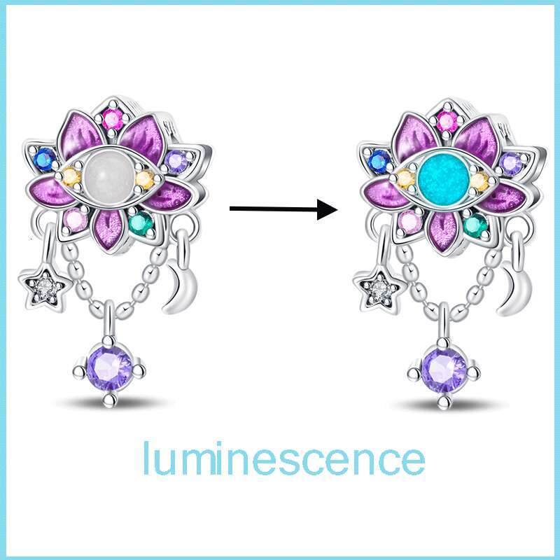 925 Sterling Silver Colorful Luminous Lotus Butterfly Dream Catcher Charms Beads Fit 925 Original Bracelets DIY Jewelry For women Luxury designer jewe