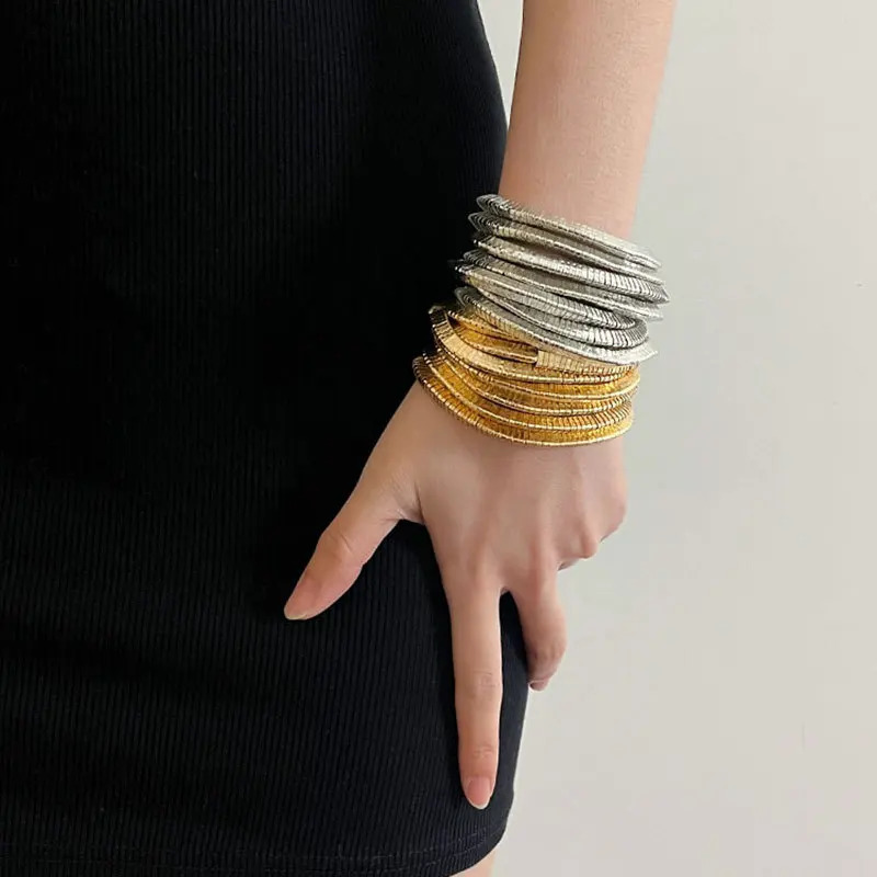 Draweye Strechable Bracelets for Women Vintage Punk Style Hiphop Ins Fashion Jewelry Bangles Multilayers Pulseras Mujer 240923