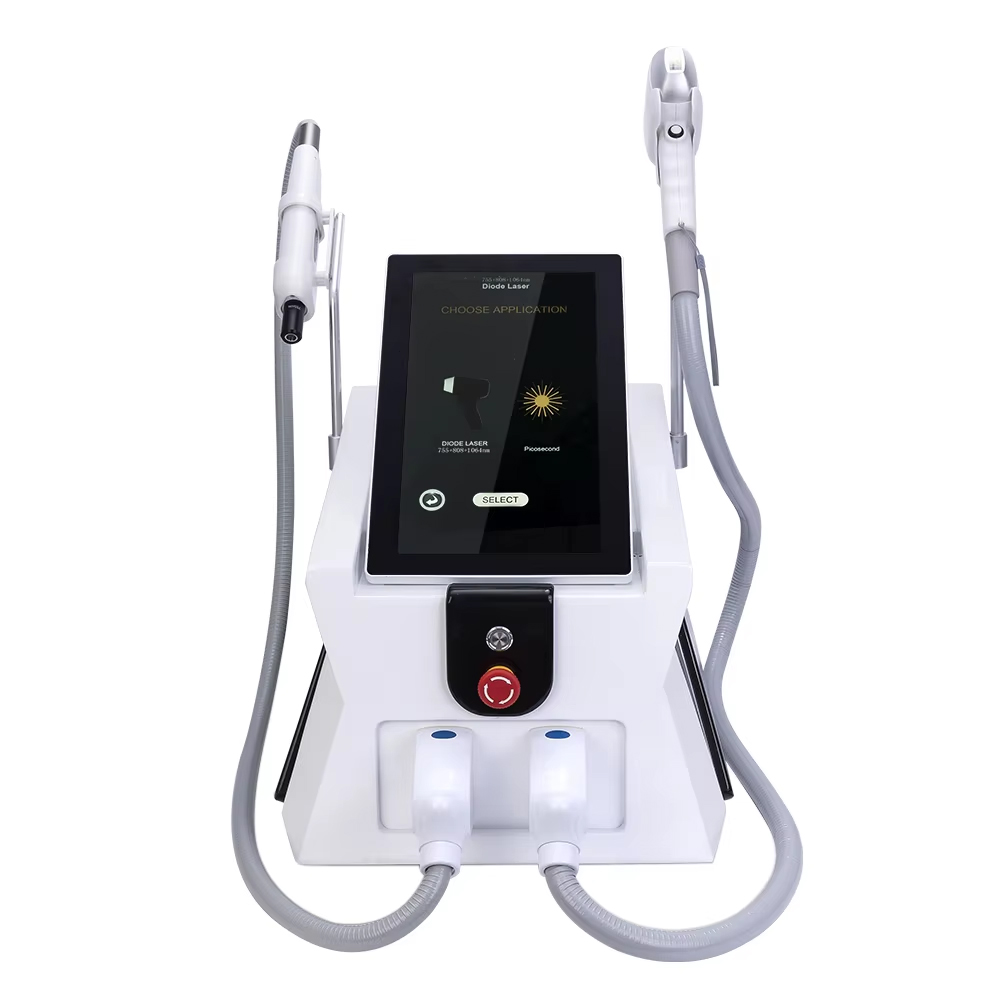 New Diode Laser 755 808 1064 Ice Hair Removal + Picosecond No Fast Tattoo Removal Pigment Correction Anti-acne Freckle Mole Lightening 2 Handles Machi