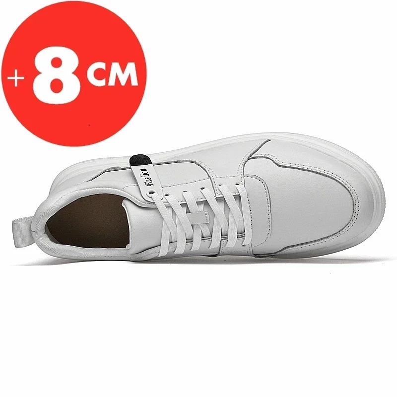 Men Sneakers Elevator Shoes Heightening Height Increase Insole 7-8CM High Heels Shoes Genuine Leather Sport Shoes 240924