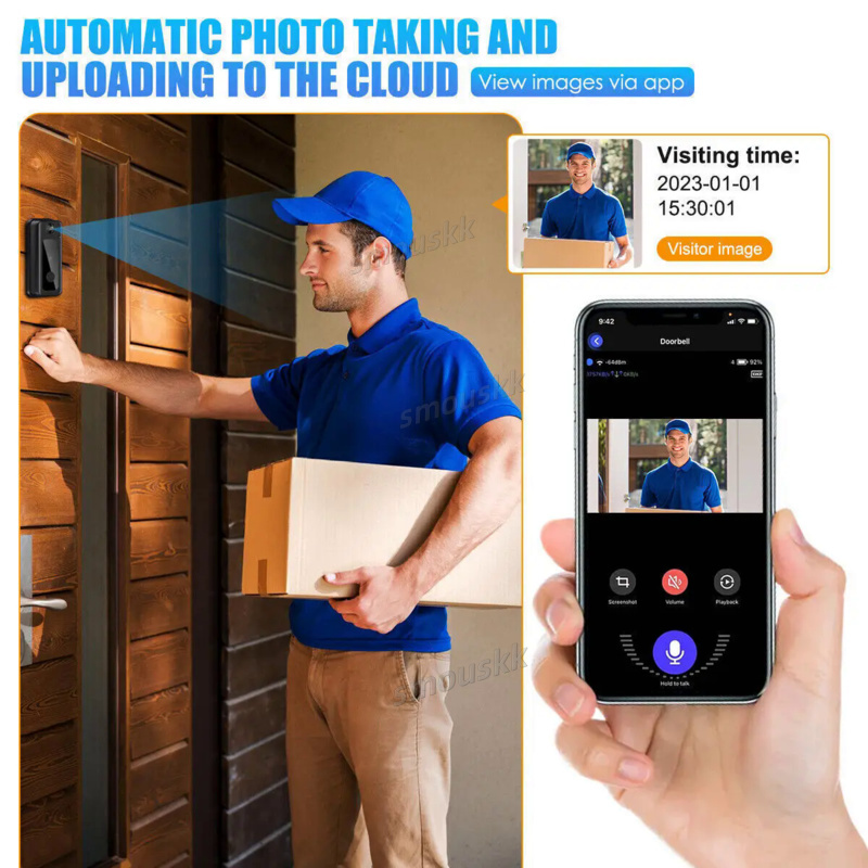 Doorbell With Camera Wireless Bundle Video Doorbell WIFI HD Outdoor Phone Door Bell Camera Security Video Intercom IR