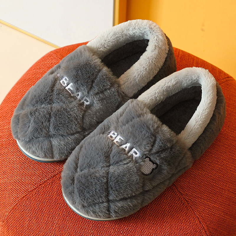 2024 Big Size 48 49 Men Home Slippers Winter Warm Plush Couples Indoor Flats Anti-slip Bedroom Shoes Women Autumn Furry Slides