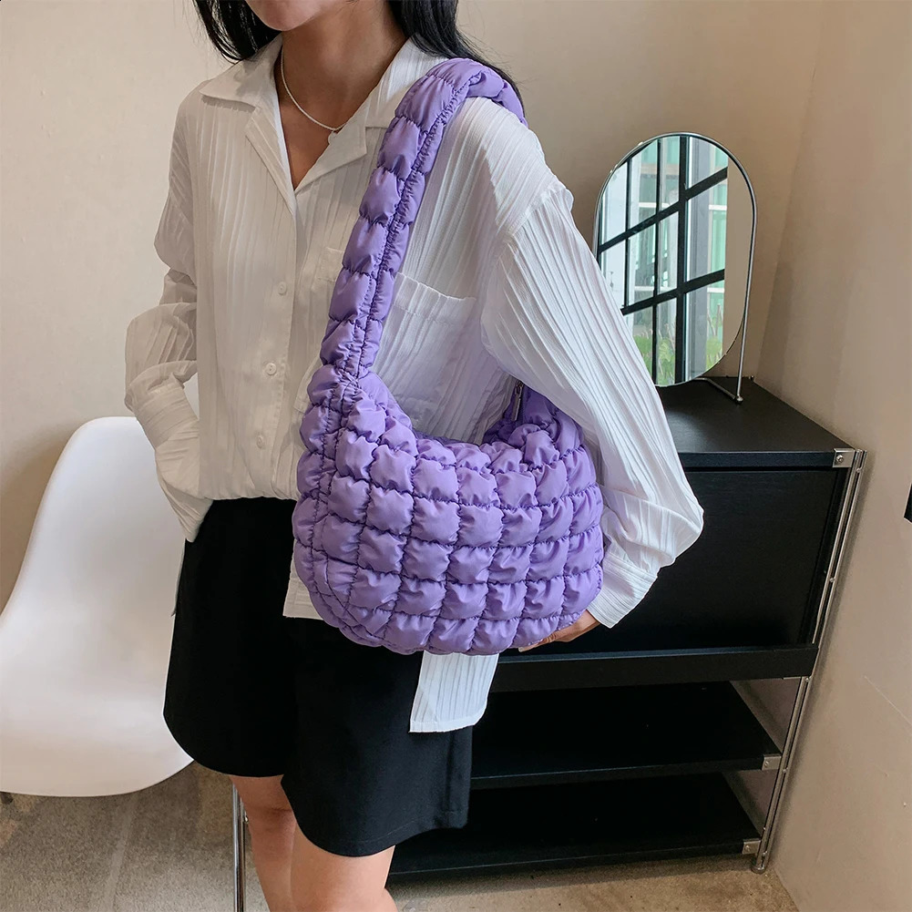 Bedding pleated cross body bag womens shoulder bag pleated cloud bubble bag homeless nylon handbag wallet large inflatable handbag 240929