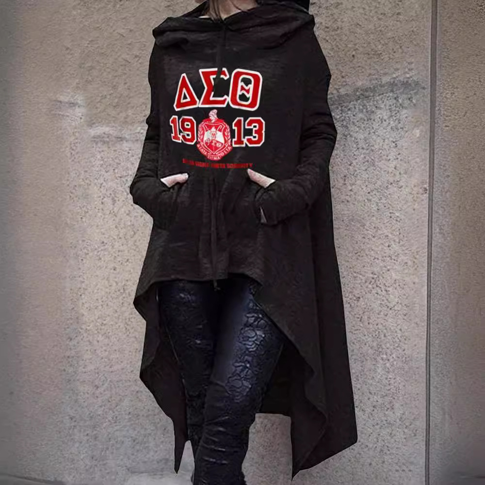 Autumn and winter new irregular long Halloween printed hooded women's hoodie