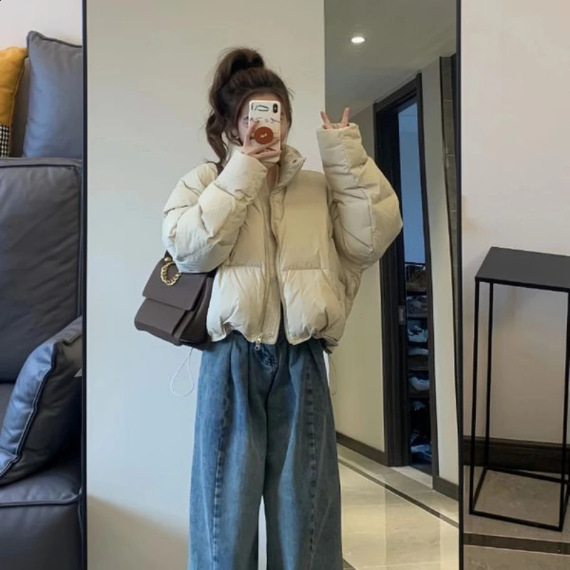 Short Womens Winter Jacket Fashion Womens Jacket Korean Inflatable Jacket Warm Thick Park Windproof Loose Jacket 240926