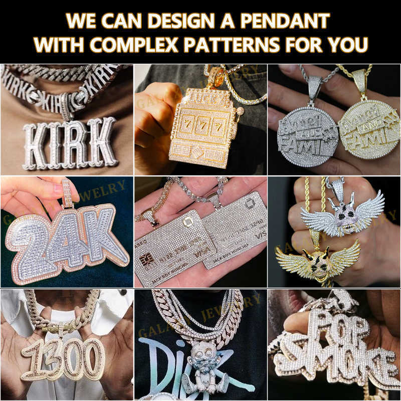 hip-hop rapper with exaggerated personality Trendy Mossanite Jewelry Sterling Sier Custom Dia Chain Iced Out Hip Hop Pendant Necklace