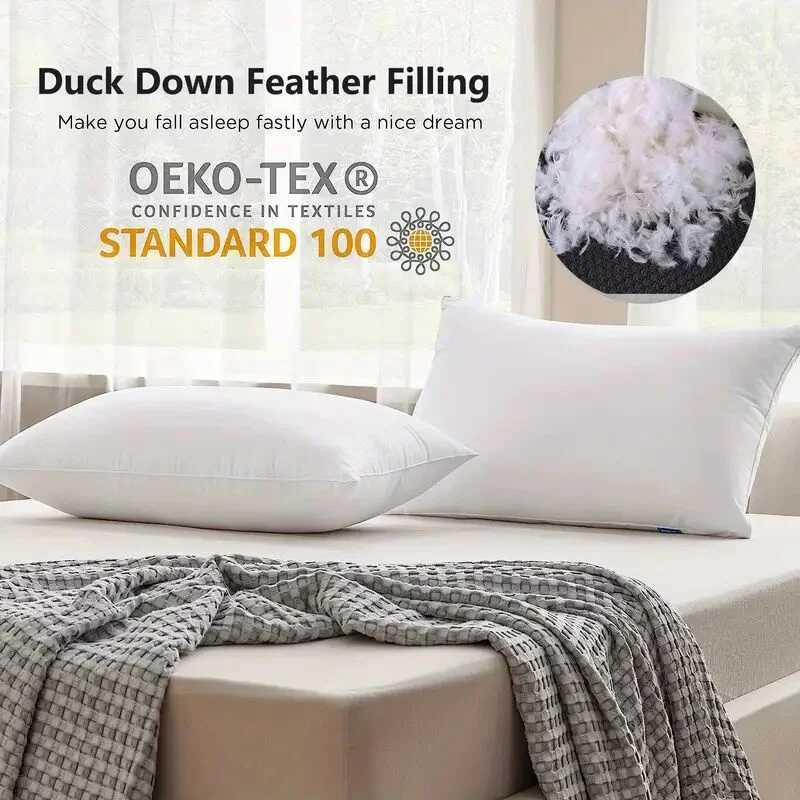 Luxury white soft cushion core with natural goose feather and down filling soft headrest customized size hotel home decoration pillow Y240930