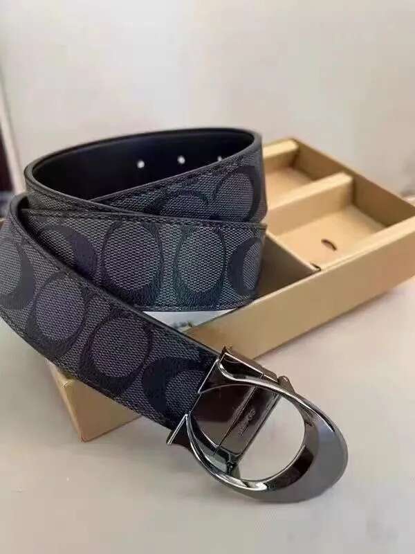 Designer 3.5cm Knight Print Design 105-125cm Zinc Alloy Buckle Mens Belt Fashion Versatile Style Double-sided available