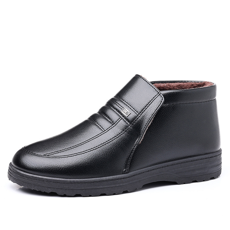 2024 new designer men's winter warm plush anti slip casual high top men's leather and cotton shoes suitable for snow boots