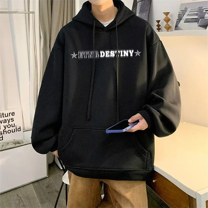 Autumn Wool Mens Super Large Hoodie Hip Hop Letter Printed Hoodie Sportswear Y2K Street Clothing Zipper Hoodie 240927