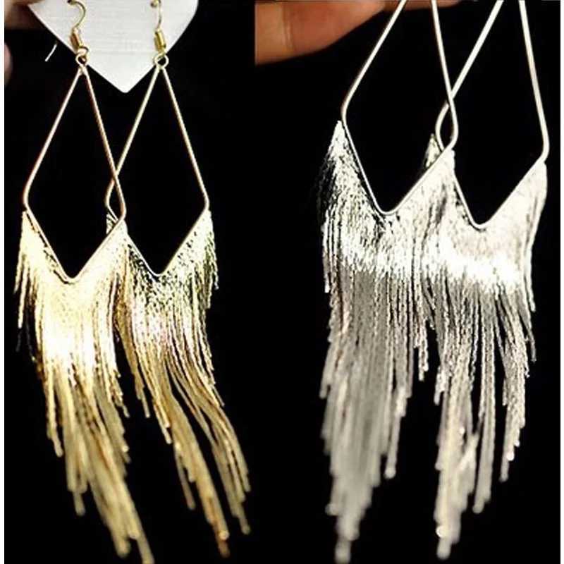 Fashion Gold Color Long Tassel Earrings Jewelry Vintage Metal Statement Fringe Earrings Charm Drop Dangle Big Earing for WomenX240928