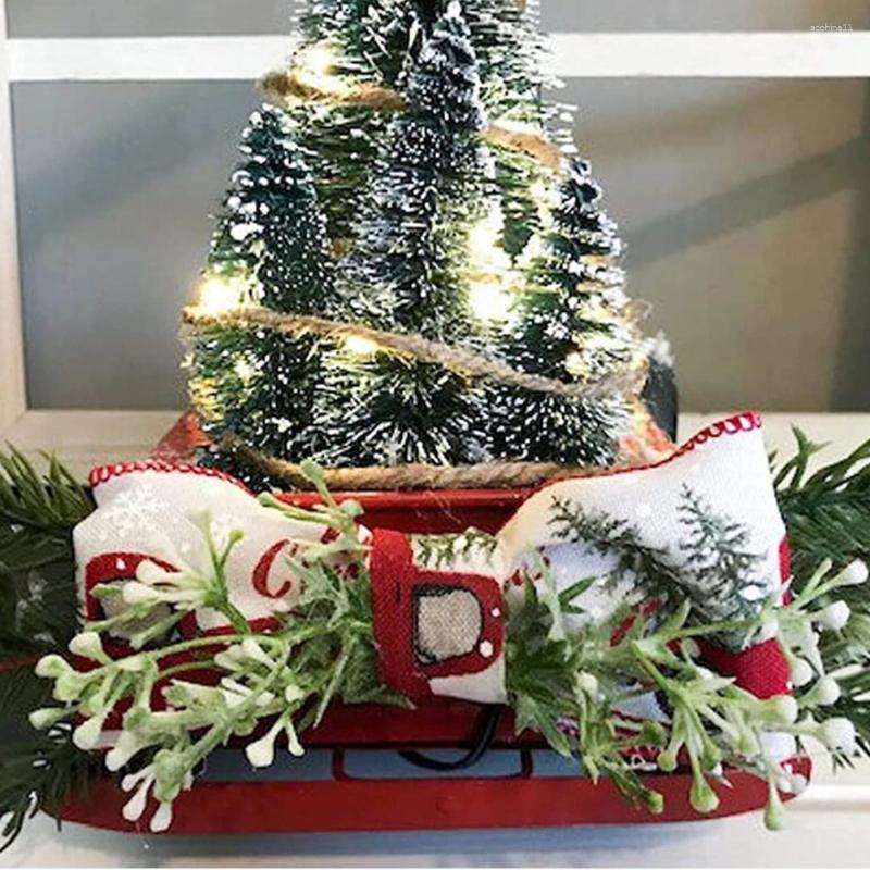 Christmas Decorations Red Truck Automobile Car With Lights Boy Resin Ornament Craft Waterproof Garden Yard Tree Decoration Home Decor