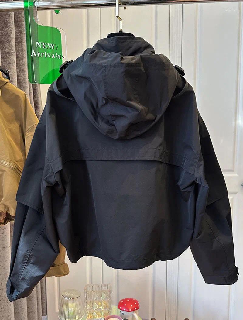 Women's Jackets Autumn Hooded Bomber Jacket Zipper Pocket Solid Baseball Female Casual Short Coat For Women Outwear