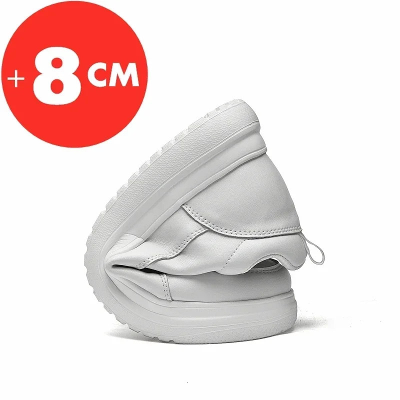 Men Sneakers Elevator Shoes Heightening Height Increase Insole 7-8CM High Heels Shoes Genuine Leather Sport Shoes 240924