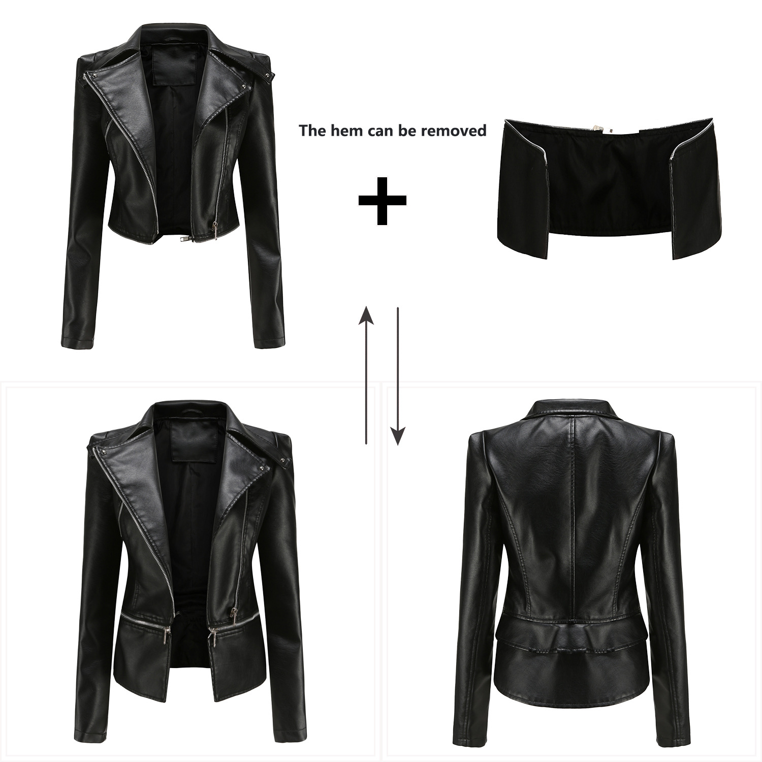 Autumn Punk Style Women PU Leather Jacket Black Slim Zipper Lapel Collar Motor Cool Street Fashion Plus Size Warm Jackets