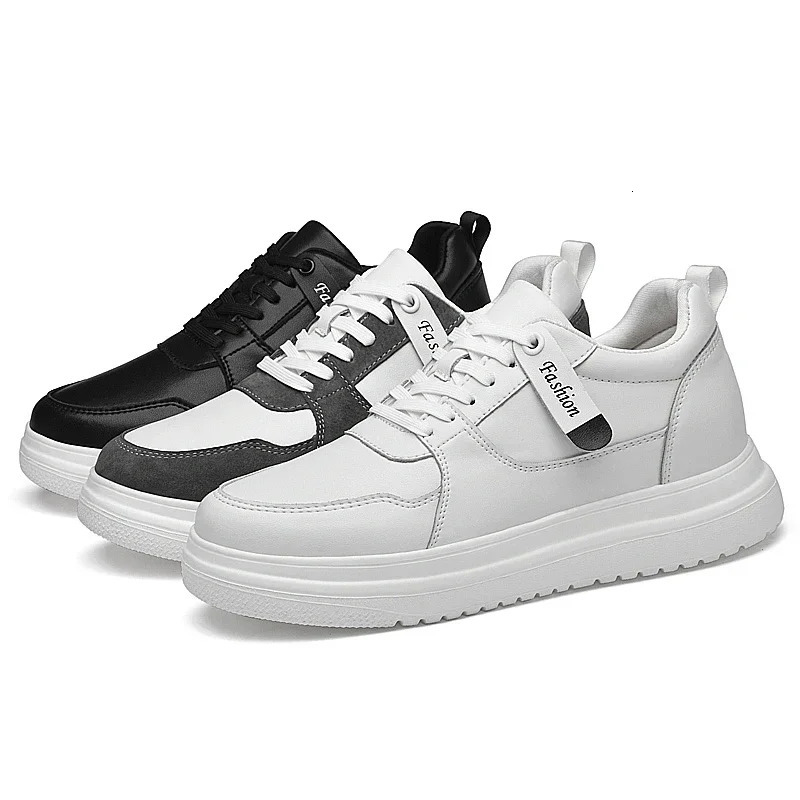 Men Sneakers Elevator Shoes Heightening Height Increase Insole 7-8CM High Heels Shoes Genuine Leather Sport Shoes 240924
