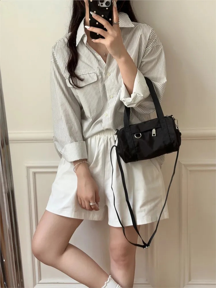 Casual Small Handbags For Women Solid Color Nylon Versatile Cylindrical Bag Shoulder Bags Korean Simple Crossbody Bag 240924