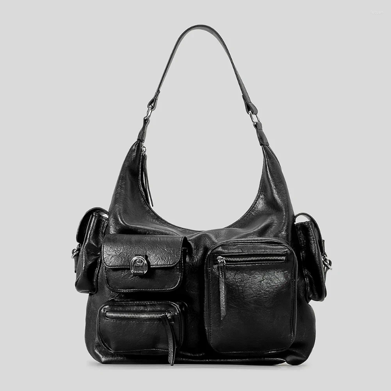 Bag Motorcycle Large Capacity Bolsos Mujer Multi-pockets Underarm Shoulder Bags Square Zipper Sac Femme Cool Style Bolsas b589 4