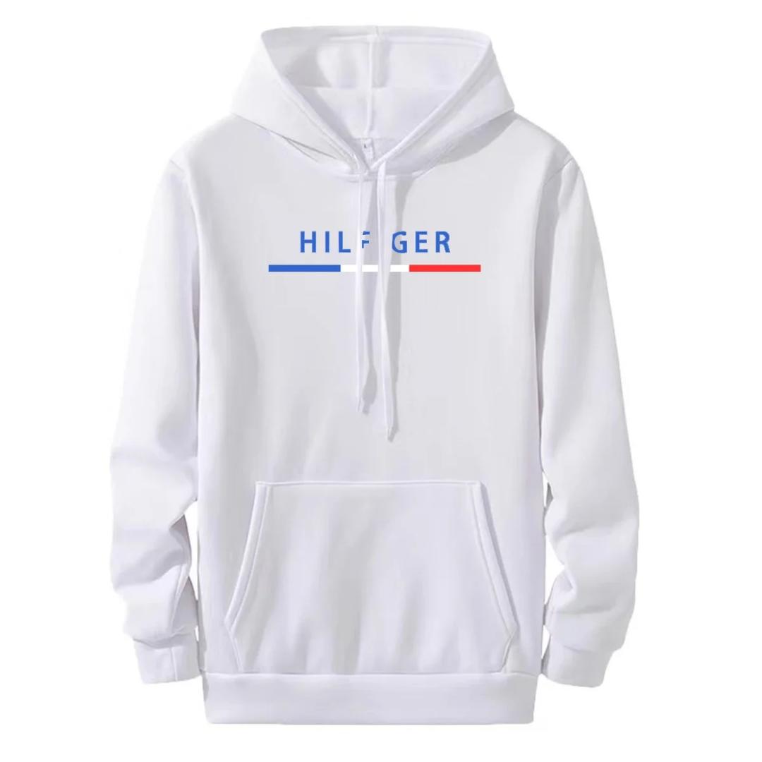 Printed Men's Hoodie Wool Warm Men's Sweatshirt Fashion Street Wear Casual Men's Loose Breathable Pullover Brand