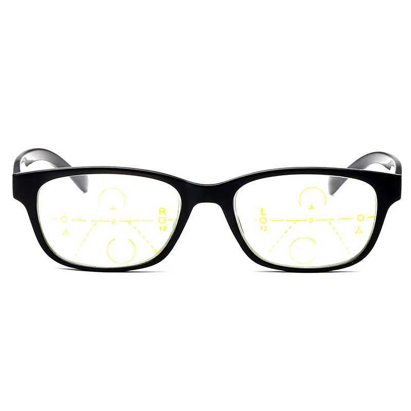 Men Women Progressive Reading Glasses Multifocal Far Near Clear Anti Blue Light Presbyopic Glasses TR90 Big Full frame BlackXJ240907