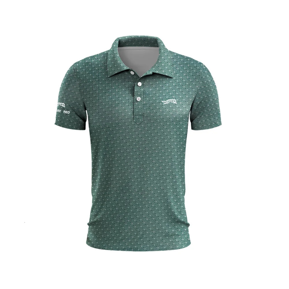 Tiger Woods Golf Sun Day Red Spotted Pattern Mens Summer TShirt Top Quick Drying Club Button Up Polo Shirt 240921