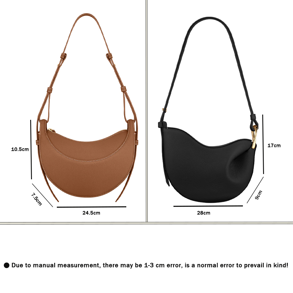 Designer Half Moon Smooth Shoulder Black Tote Underarm Fashion Women Cross Body Mini Purse Textured Leather Hobo Bags Polence Polenne Bag