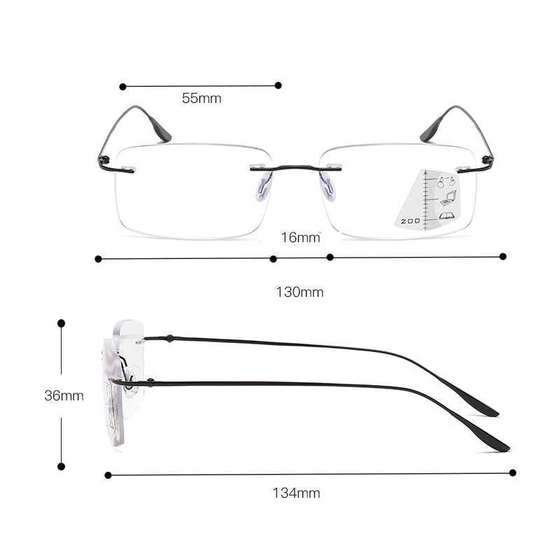 Frameless Anti-blue Progressive Multifocal Reading Glasses Women Smart Zoom Elderly Eyewear Men Protable Presbyopic GlassesXJ240907