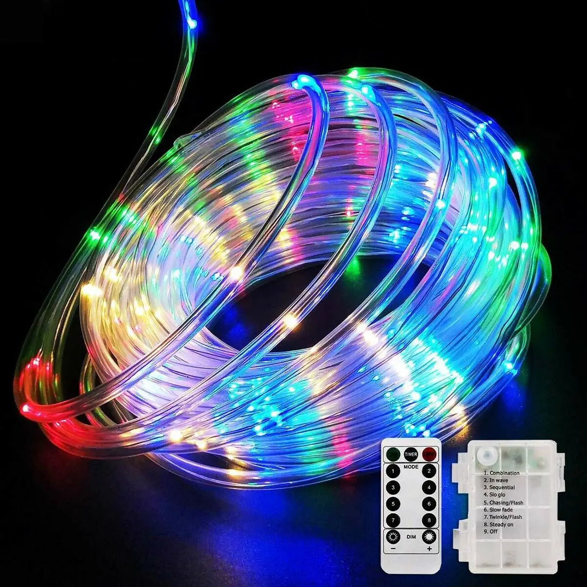Years Garden LED Tube Light Rope Fairy Waterproof Battery Powered 150 Used for Indoor and Outdoor Christmas Decoration 240929