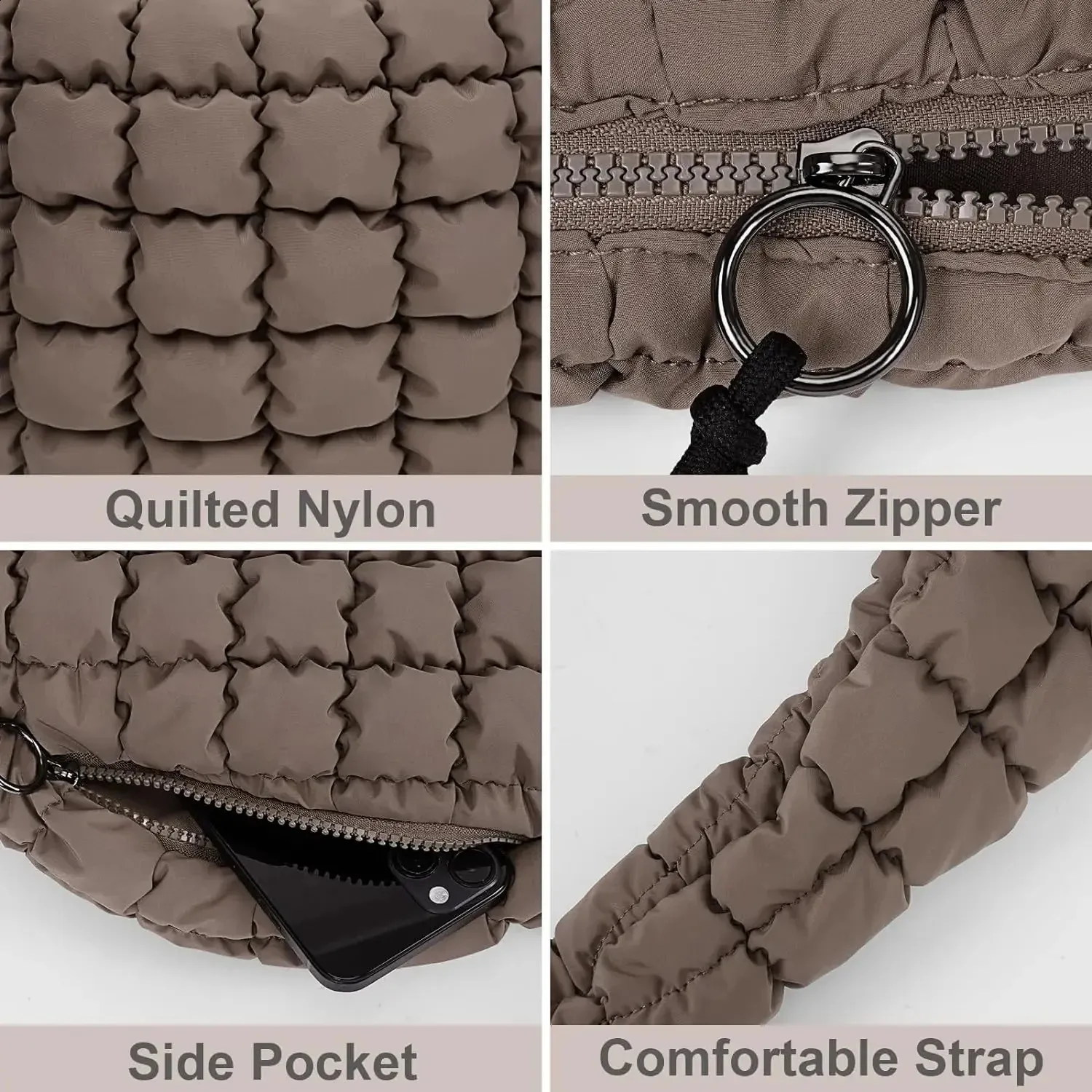 Women Tote Bag Large Quilted Carryall Puffer Shoulder Bag Lightweight Padding Hobo Bag bolsas bolso mujer 240907