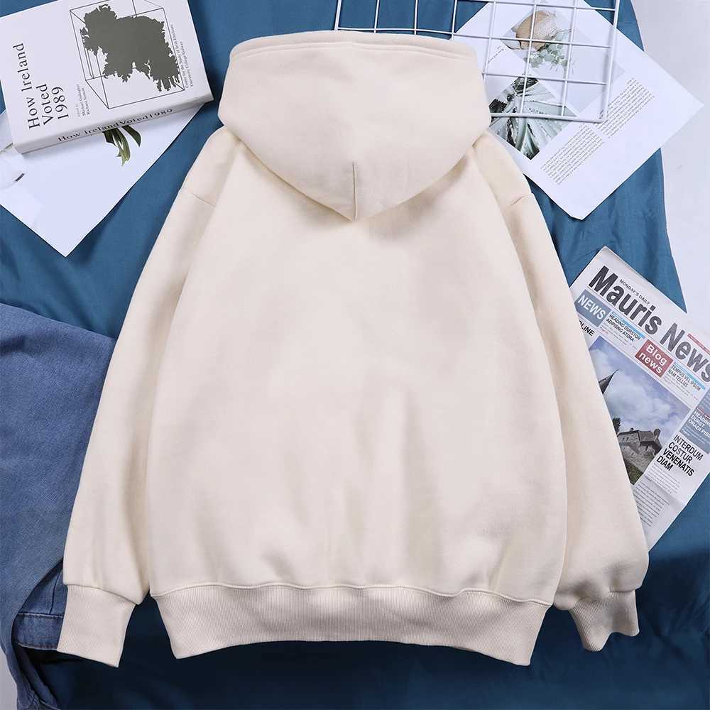 Salary Increase Funt Cat Print Hoody Mens Casual Wool Street Clothing Loose Warm Sweater O-Neck Pollover Hoodie Couple W250207