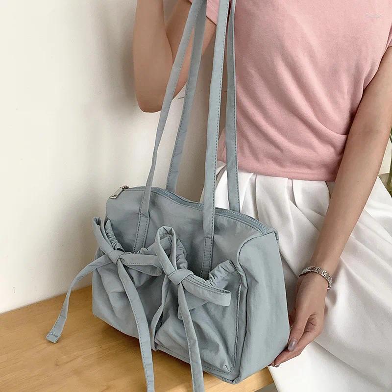 Shoulder Bags Miyagawa Bow Zipper Causal Large Capacity Women's Simple Solid Color Nylon Commuter fa53 4