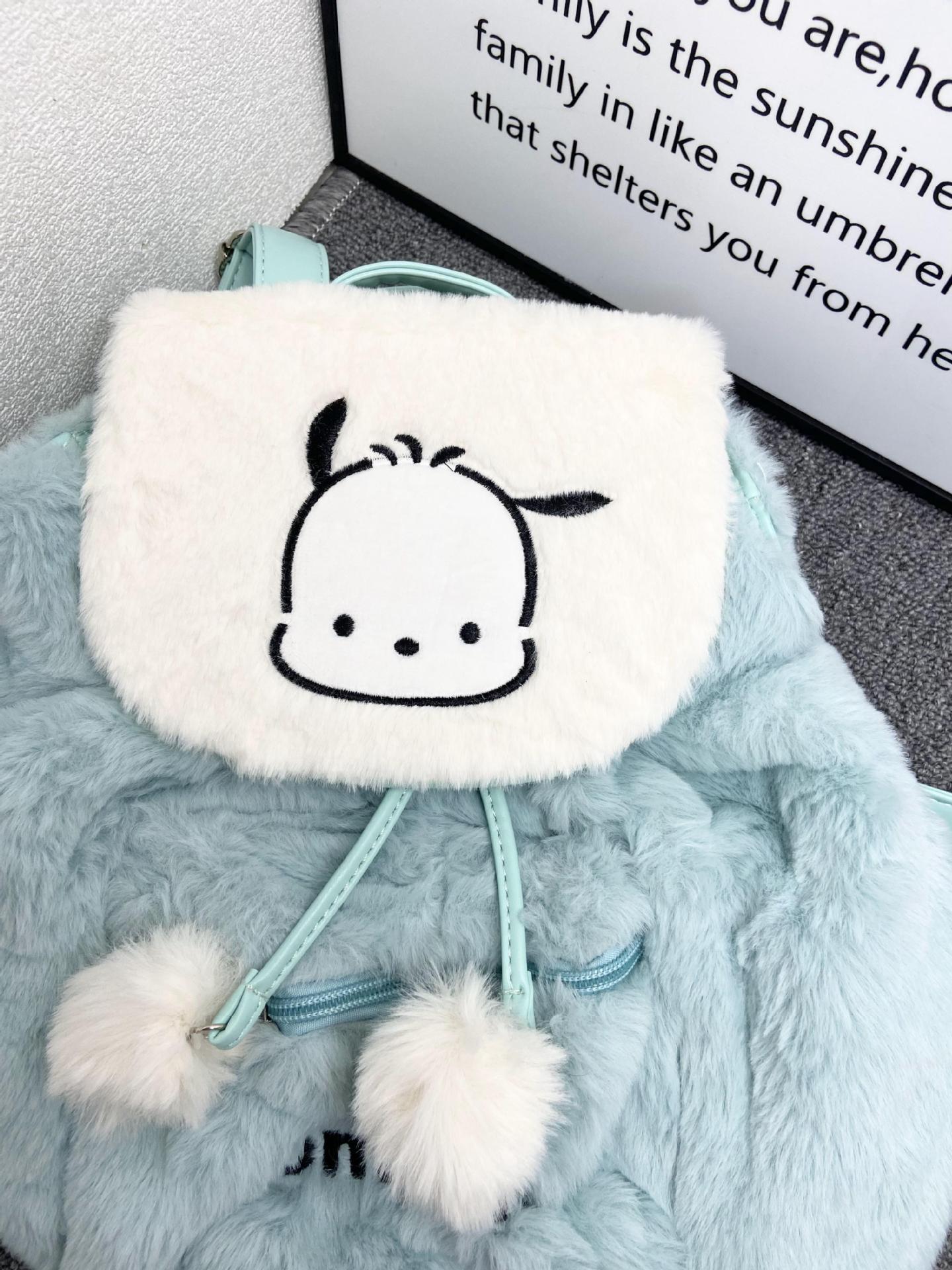 Autumn and winter fluffy clamshell backpack women new leisure large capacity cute cartoon school bag commuting backpack