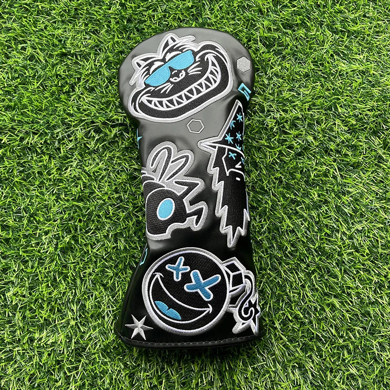 cat wizard Golf Club #1 #3 #5 Wood Headcovers Driver Fairway Woods Cover PU Leather High quality Putter Head Covers 240909