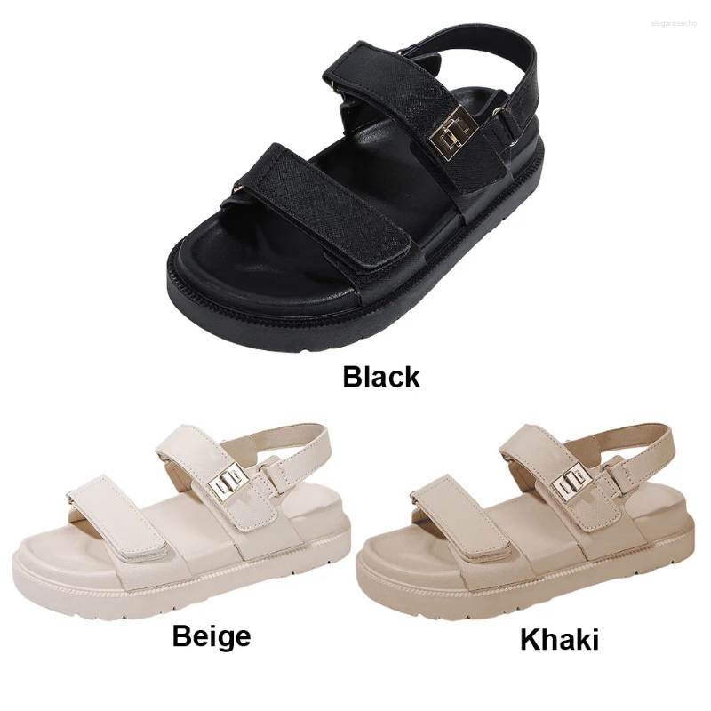 2025 S Fashion Designer Sandals Women Leather Open Toe Comfortable Thick Sole Adjustable Summer Beach For Outdoor Travel
