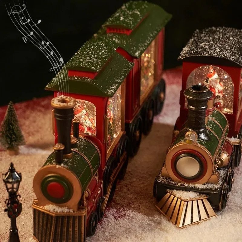 Christmas Gift Crystal Ball Decoration LED Light Train Santa Claus Merry 240929