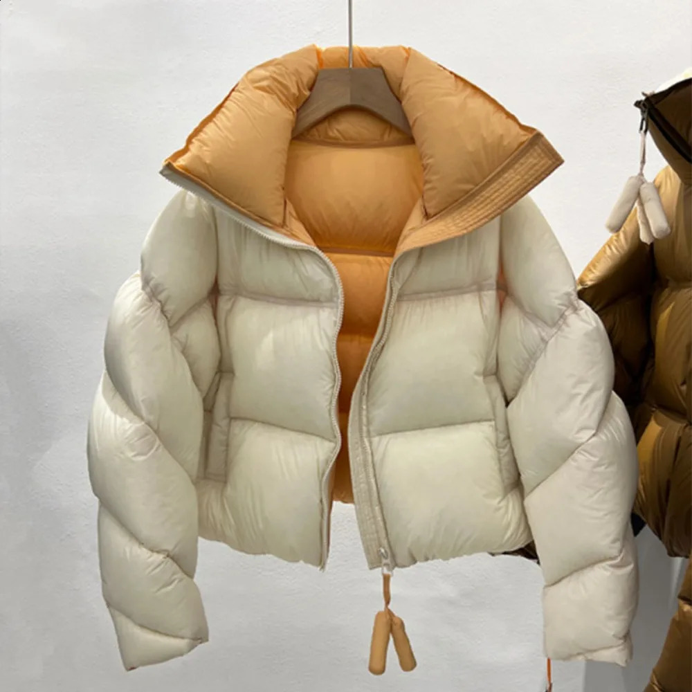 Warm Womens Down Jacket Stand up Windproof Short Jacket Thick Winter Fashion Korean Loose Parkes Coat Womens Coat 240926