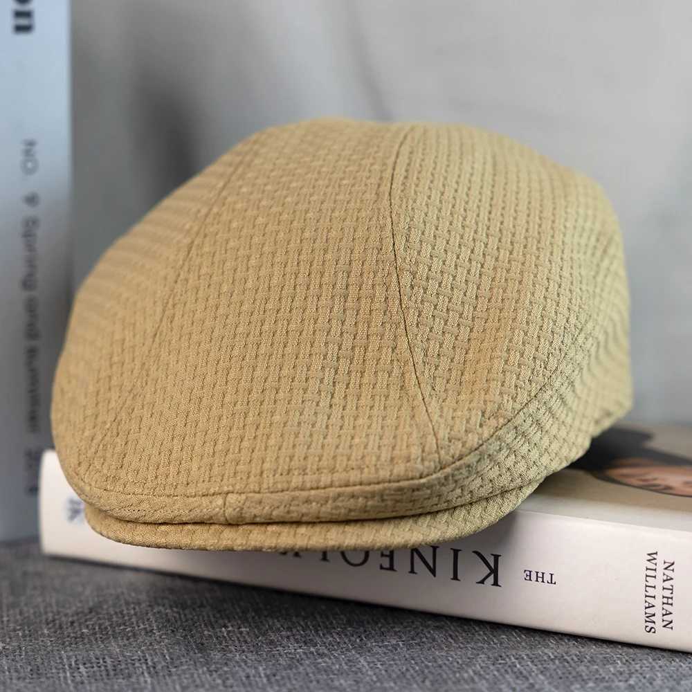 Mens Irish Flat Hat Spring and Autumn Retro Western News Boys Hat Cotton Flat Hat Brown Hat Womens Cowboy Khaki Beret A-31 W240928
