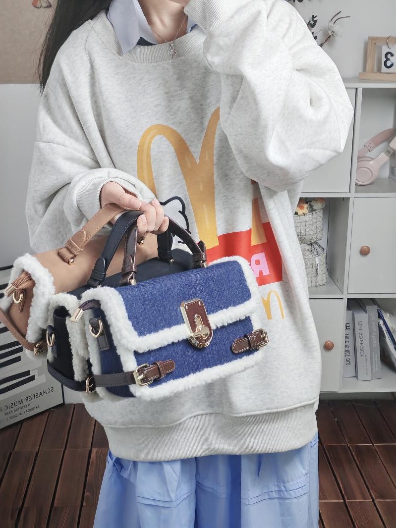 Fashion new design jeans patchwork small square bag female niche every small niche color senior hand crossbody bag