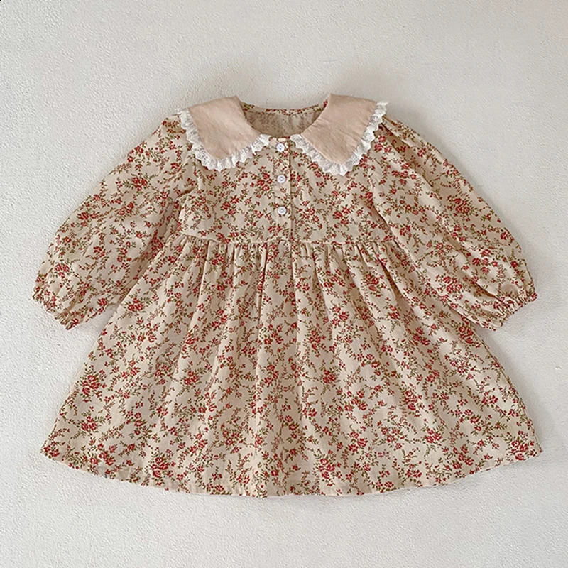 Baby clothes jumpsuit Spring autumn long sleeve baby collar flower children girls dress family matching sisters 240926