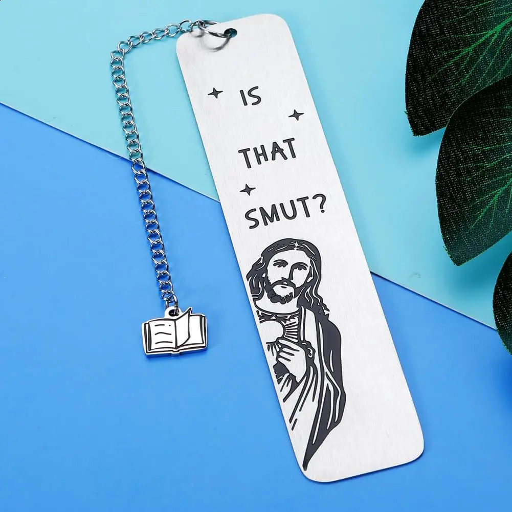 Funny Metal Bookmark With Tassel Book Lover Humor Peeking Jesus Marker Is that Smut? Reader Birthday Gift 240925