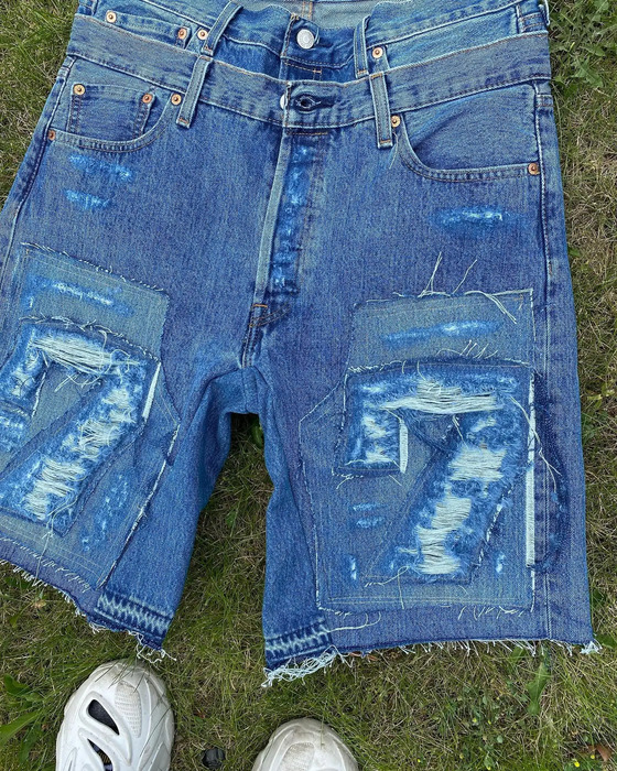Streetwear shorts Y2K jeans hip-hop tear double-layer retro blue pocket denim gym shorts mens high waisted basketball casual shorts 240929
