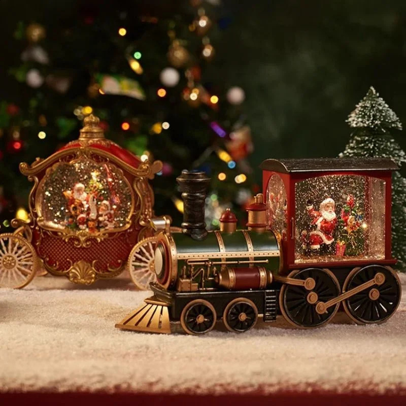Christmas Gift Crystal Ball Decoration LED Light Train Santa Claus Merry 240929
