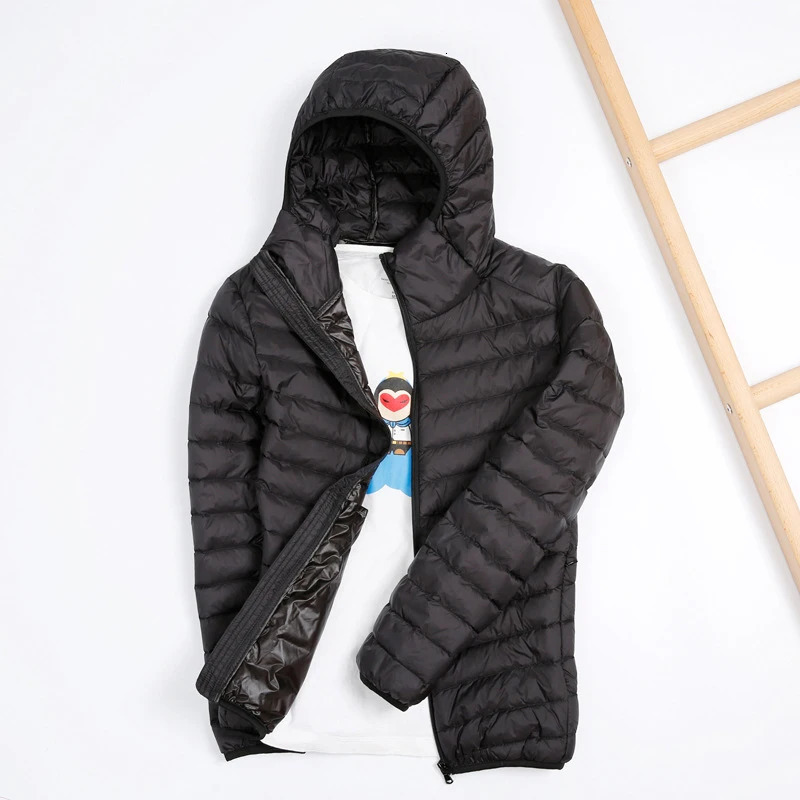 Mens all season ultra light packaging down jacket waterproof windproof and warm jacket mens hooded sweatshirt 240923