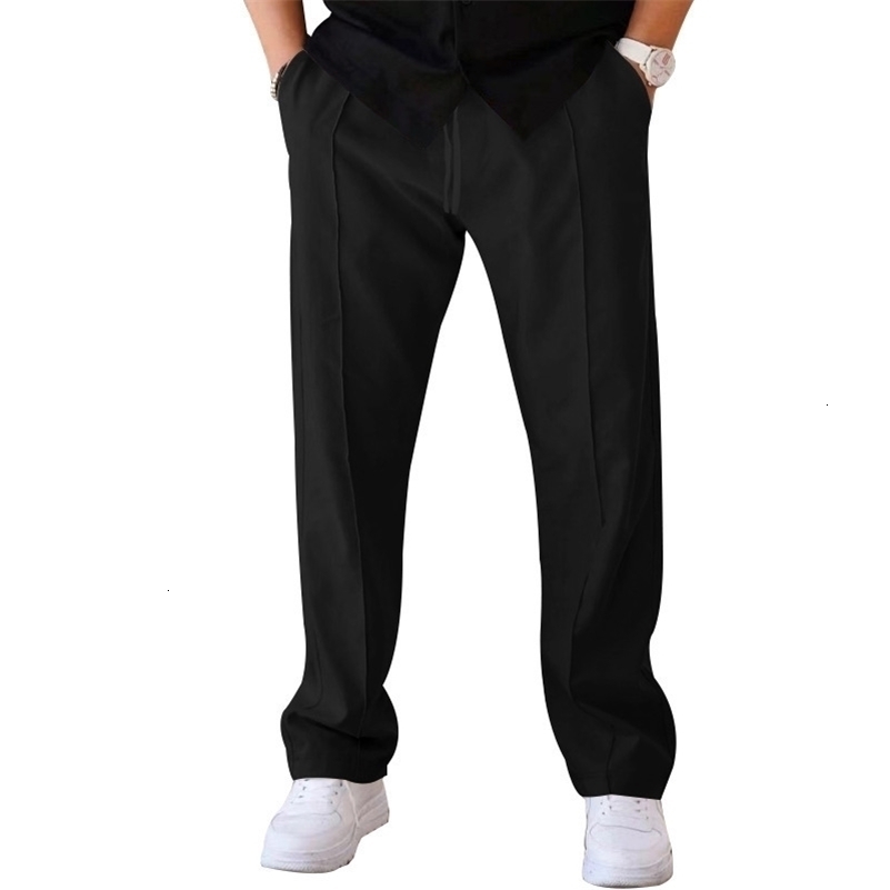 Spring Autumn Men Sweatpants Korean Fashion Sportswear Drawstring Wide Leg Straight Track Pants Cotton Casual Loose Trousers 240923